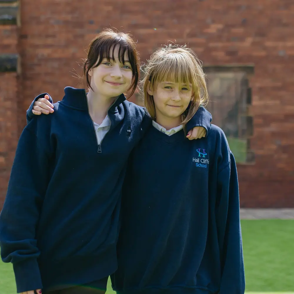 Two young girls at Hall Cliffe School