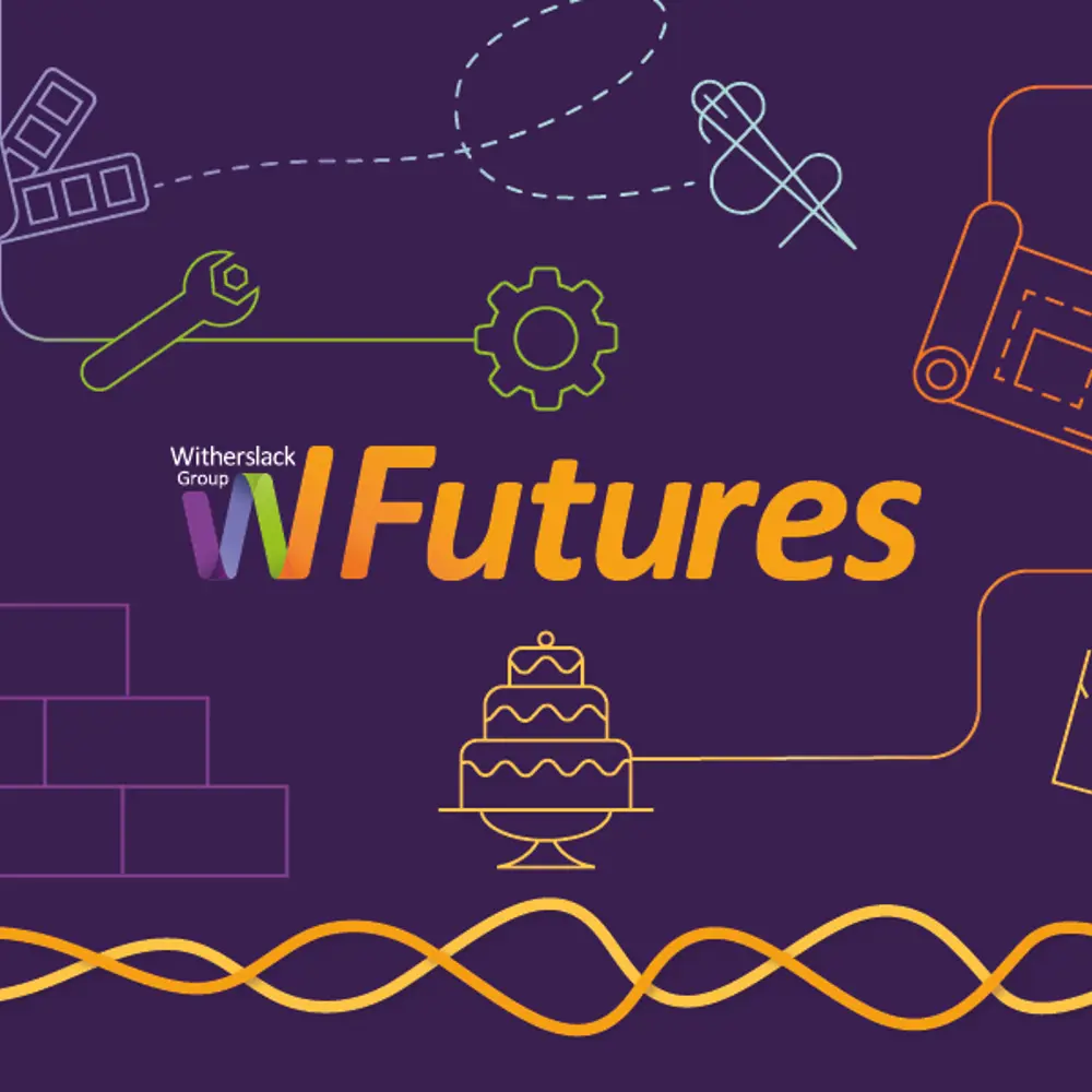 Witherslack Group Futures logo with a purple background and colourful icons