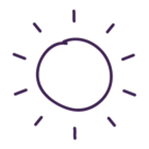 A line drawing of a sun