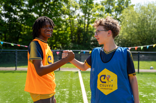 Pupils playing on Cruyff Court