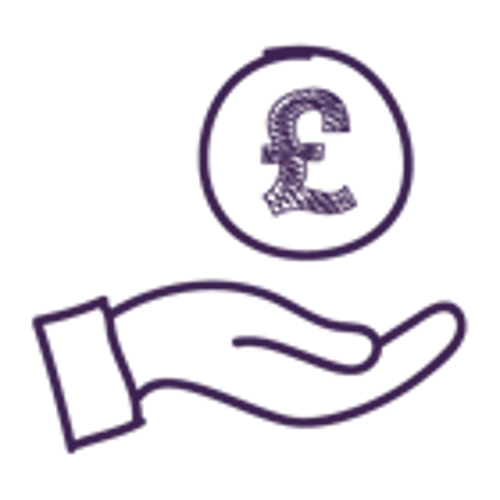 Graphic design drawing of a hand holding a pound sign