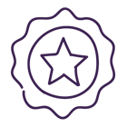 A badge graphic design sketch with a star in the middle of a circle in purple