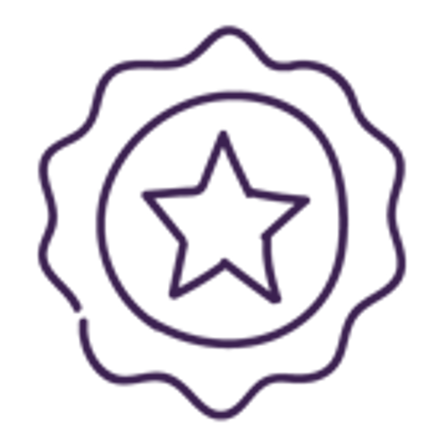 A badge graphic design sketch with a star in the middle of a circle in purple