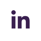LinkedIn logo in purple with white background