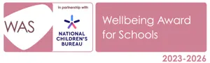 Wellbeing Award for Schools (WAS) National Children's Bureau logo - 2023-2026