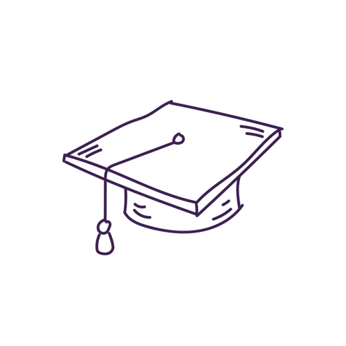 Graduation hat icon in purple