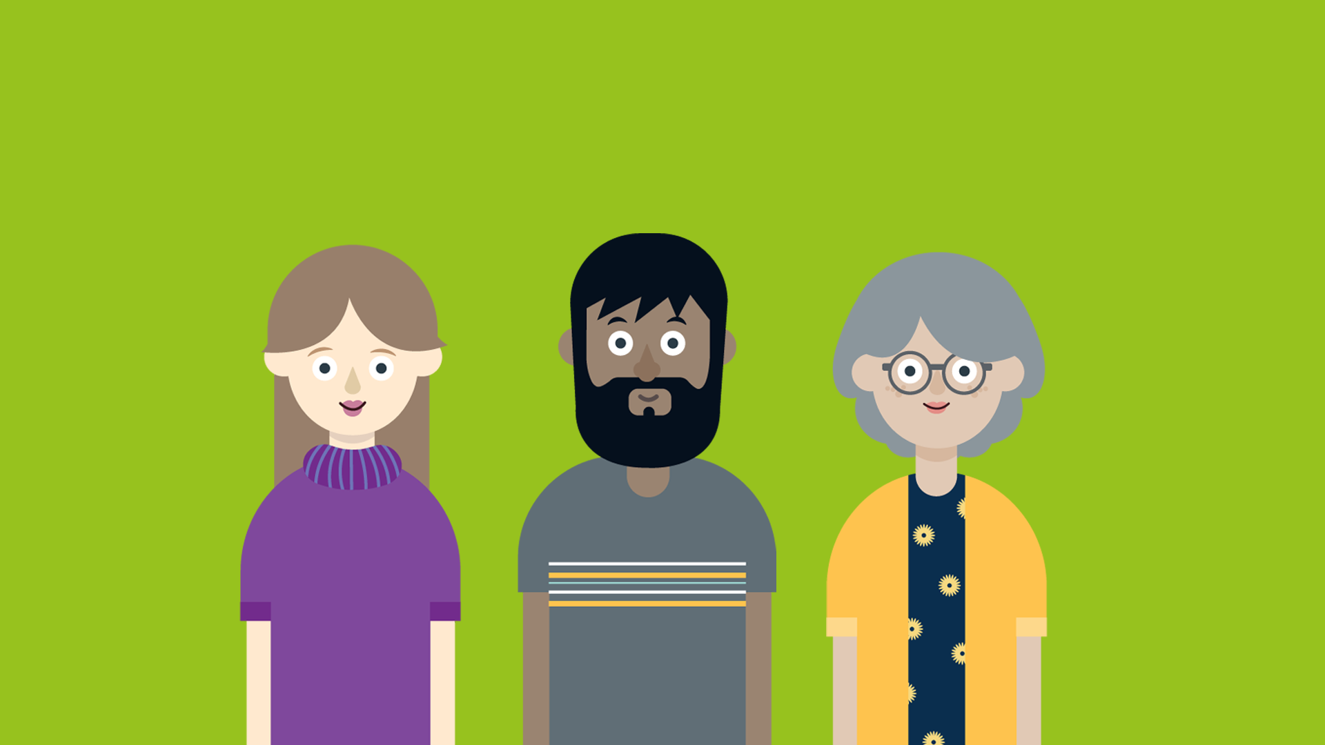 Cartoon artwork of clinicians on green background