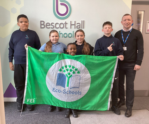 Pupils from Bescot Hall School celebrating Eco-Schools award