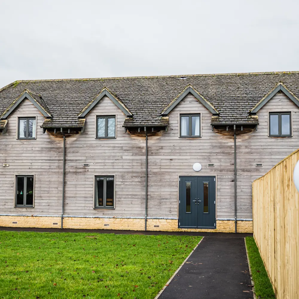 Outside photograph of Sandwell House Children's Home on a rainy day