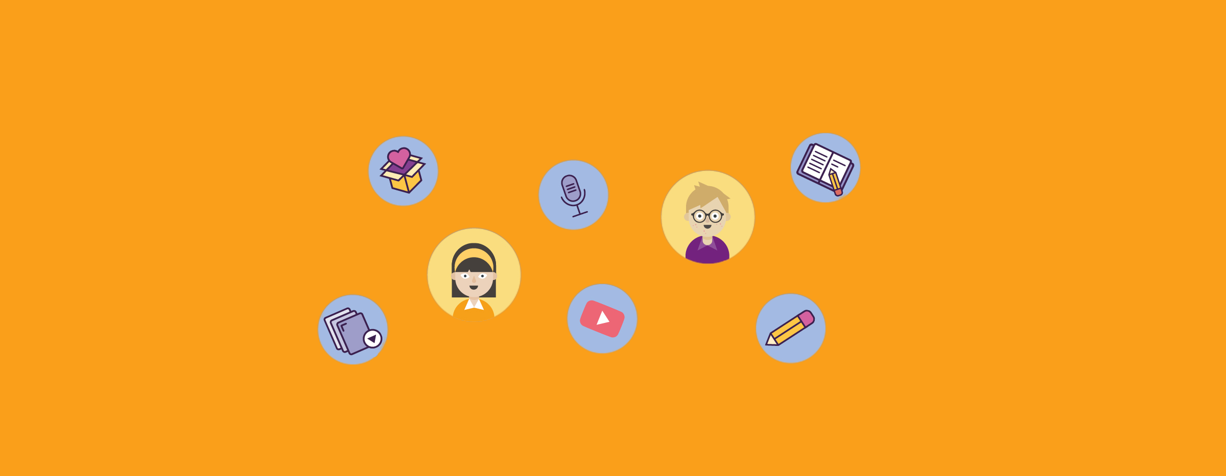 EHCP Website banner in yellow with character icons