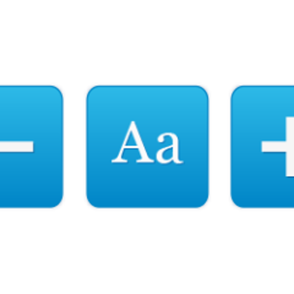 Blue increase and decrease text buttons
