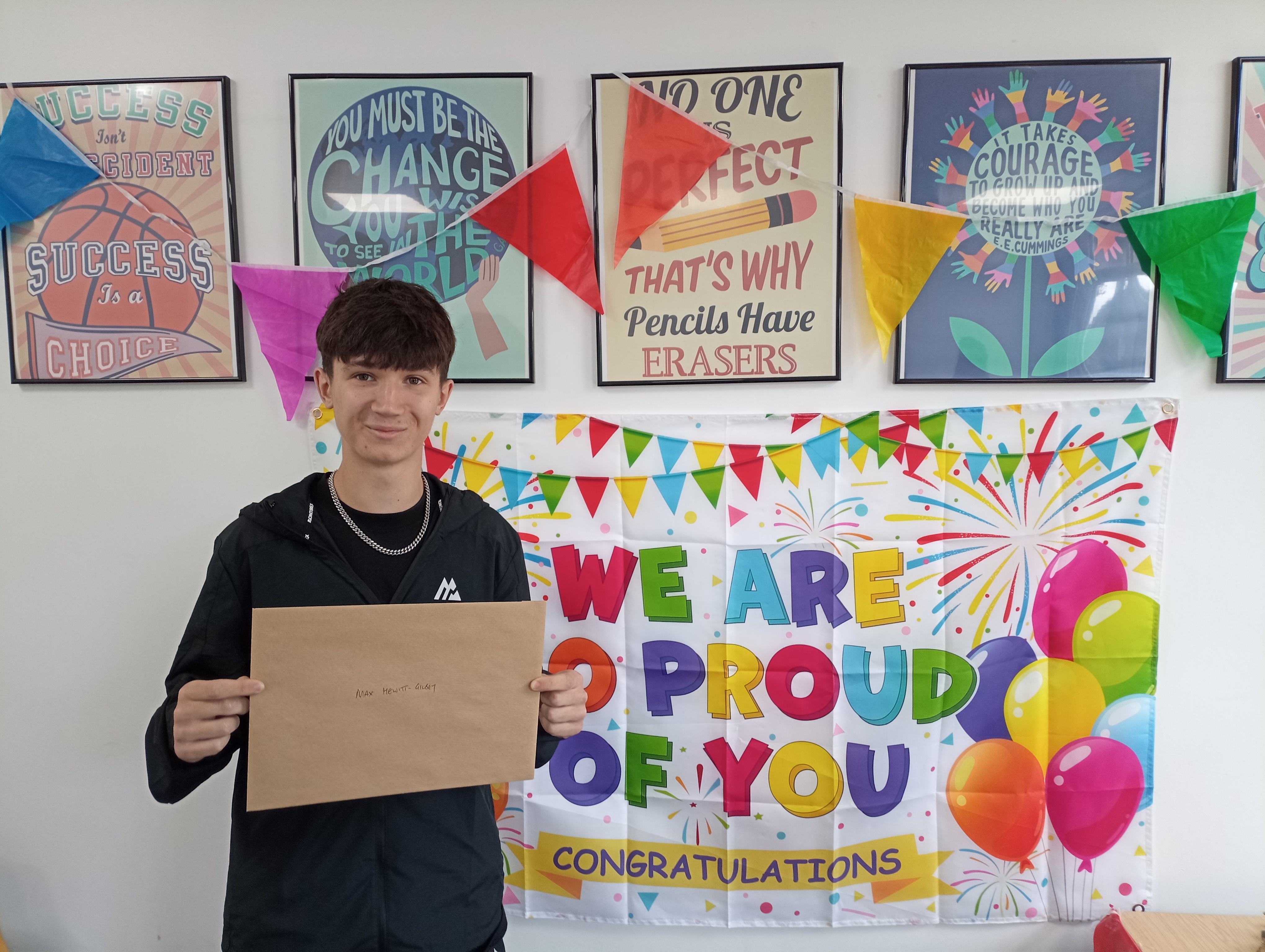 A you boy from receiving his GCSE results