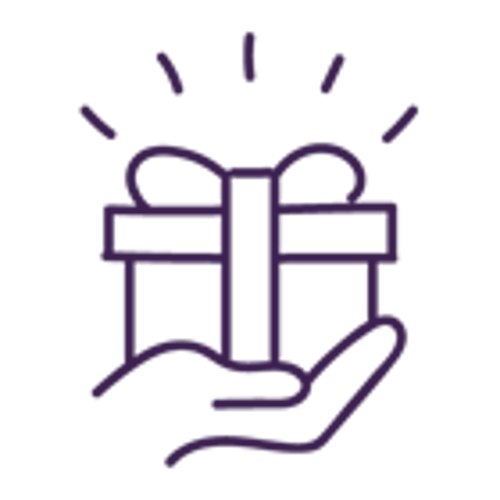 A hand holding a present drawing